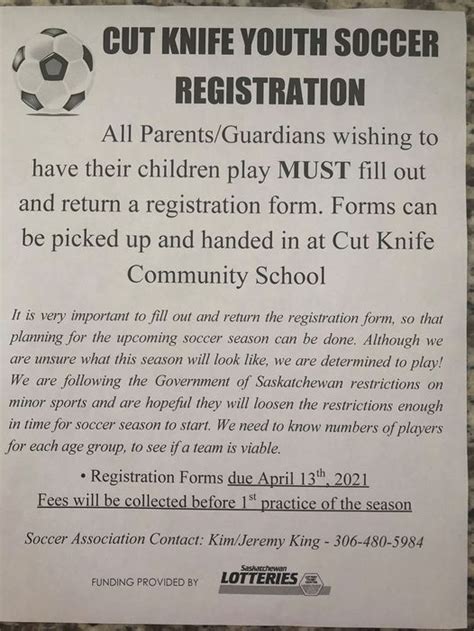 Youth Soccer Registration, CK Soccer Association – Town of Cut Knife