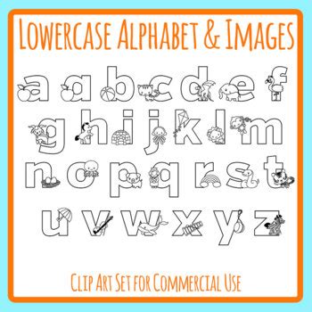 Alphabet Letters with Images - Phonics / Starting Letters Lowercase BW ...