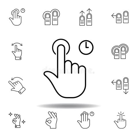 Finger Holding Tap Gesture Outline Icon. Set of Hand Gesturies ...