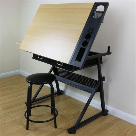 Adjustable Drawing Board Drafting Table With Stool Craft Architect Desk Stand | eBay