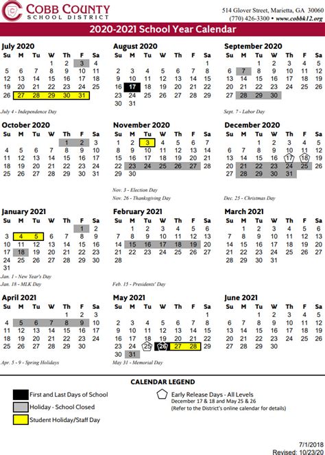 Cobb County School Calendar 2020-2021 | Marietta.com