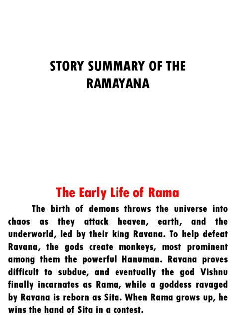 Story Summary of the Ramayana