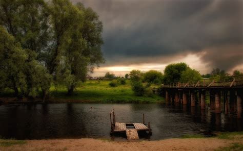 river, Night, Landscape, Bridge Wallpapers HD / Desktop and Mobile Backgrounds