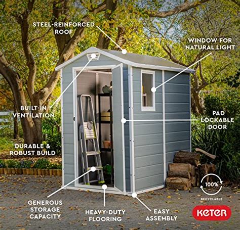 Keter Manor 4x6 Resin Outdoor Storage Shed Kit-Perfect To Store Patio Furniture, Garden Tools ...