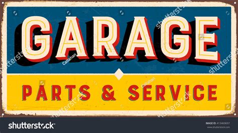 Vintage Metal Sign Garage Parts Service Stock Vector (Royalty Free) 413469697 | Shutterstock