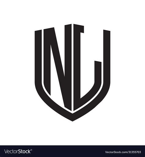 Nl logo monogram with emblem shield design Vector Image