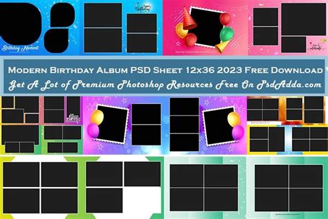 Modern Birthday Album PSD Sheet 12x36 2023 Free Download Vol 10 - PsdAdda