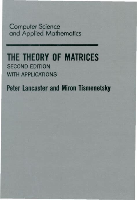 (PDF) The Theory of Matrices: With Applications