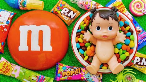 Satisfying Video l Some Lot's of BIG M&M Candy Bathtub Mixing Skittles Ice Cream and Toys ASMR ...
