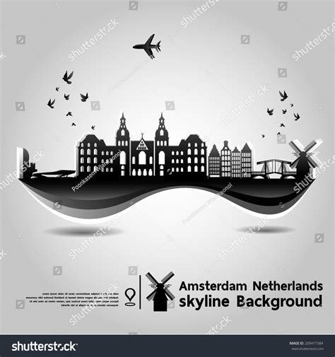 Amsterdamnetherlandsskyline Backgroundvector Illustration Stock Vector ...