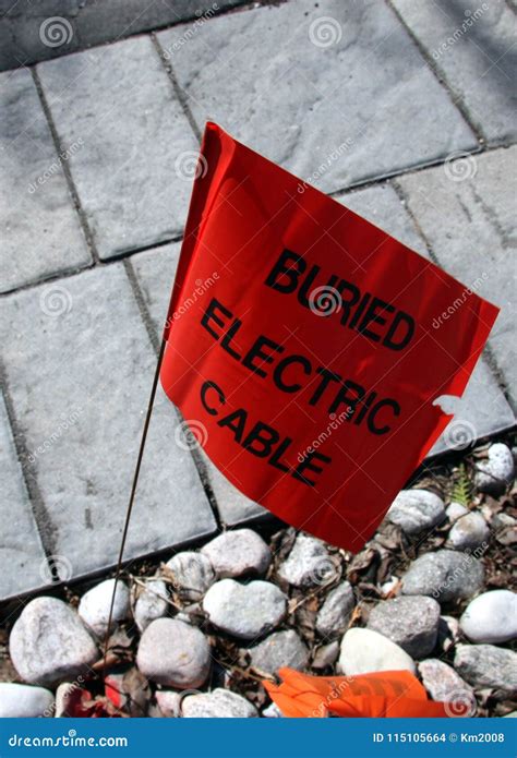 Buried Electric Cable Marker Stock Photo - Image of buried, marking: 115105664