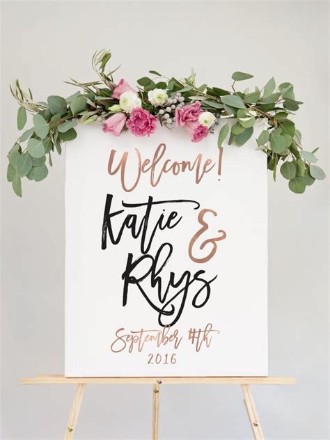 Rose Gold Wedding Welcome Sign For Wedding Reception Entrance Sign - The Penny Set By Miss ...