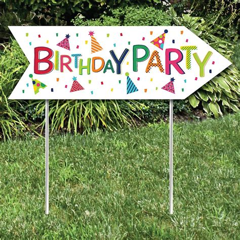 Cheerful Happy Birthday - Colorful Birthday Party Sign Arrow - Double ...