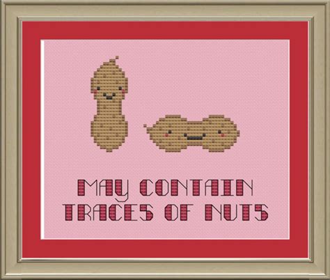 May Contain Traces of Nuts: Funny Peanut Cross-stitch Pattern - Etsy