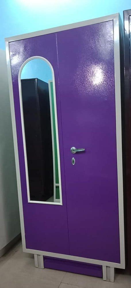 2 Door With Locker Mirrored Stainless Steel Almirah, 4 Shelves, With ...