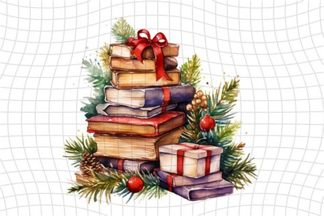 Christmas Books- Watercolor Clipart - PNG Design