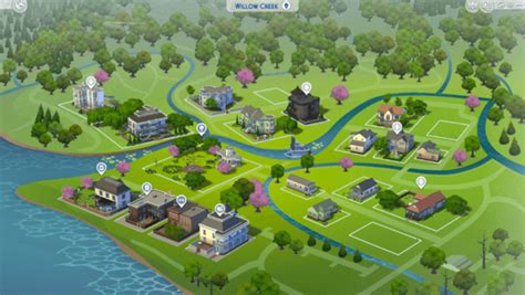 The Sims 4 world: Willow Creek list of lots and houses