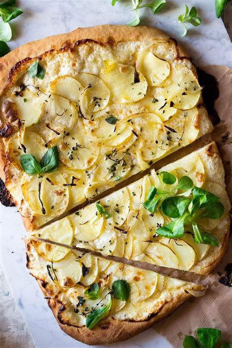 Cheesy Potato Pizza with Thyme - Inside The Rustic Kitchen