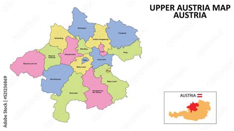 Vienna Map. District map of Vienna detailed map of Vienna in color with capital. Stock ...