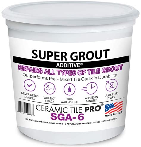 Buy SGA 6 - Super Grout Additive Premium Waterproof Tile Grout Repair Kit (Grout Sold Separately ...