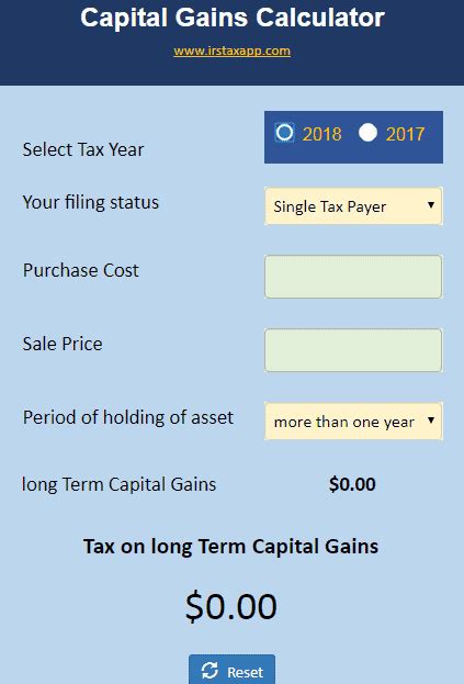 Capital Gains Calculator For Quick Estimation – Internal Revenue Code ...