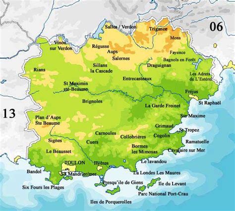 Carte du Var - Carte du département du Var en France - Sites touristiques