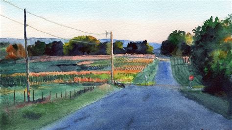 Country Road Watercolor Landscape Painting Demonstration - YouTube