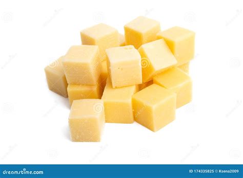 Cheese cubes isolated stock image. Image of hole, edam - 174335825