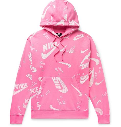 Nike - Sportswear Club Logo-Print Fleece-Back Cotton-Blend Jersey Hoodie - Pink Nike