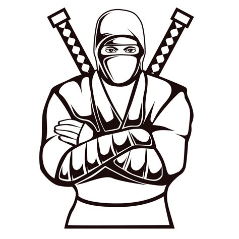 Shadow ninja warrior vector illustration in black and white 7721377 Vector Art at Vecteezy