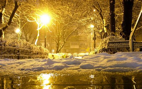 photography, , Winter, Night, Lights, Reflection, Snow Wallpapers HD ...