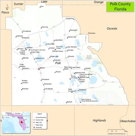 Map of Polk County, Florida