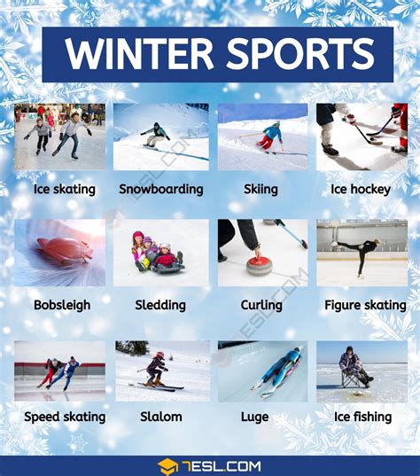 Winter Sports List in English • 7ESL