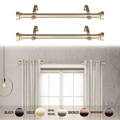 Home Decorative 1" Diameter Side Curtain Rod 12-20" Long (Set of 2) - Light Gold - Walmart.com ...