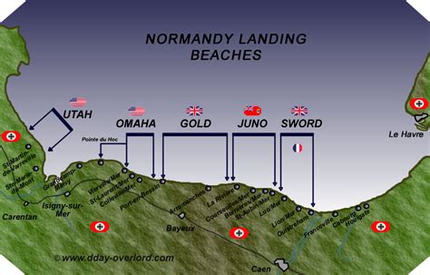 Normandy landing beaches on D-Day, June 6th, 1944
