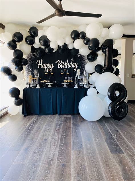 18th Birthday Balloons; Black and white; Candy Table balloons Photo Backdrops, White Candy ...