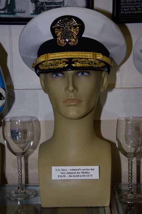 US Navy Admiral’s service hat worn by Vice Admiral Joe Mobley, POW 06-24-1968 to 03-14-1973 ...