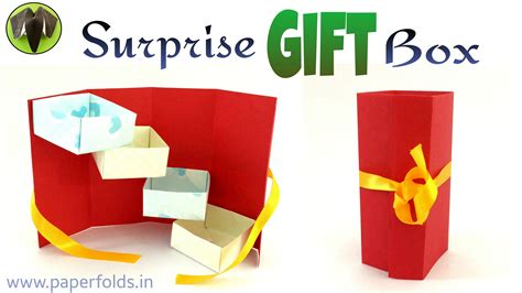 How to make a Paper "Surprise Tower Gift Box" - Useful Origami / Craft ...