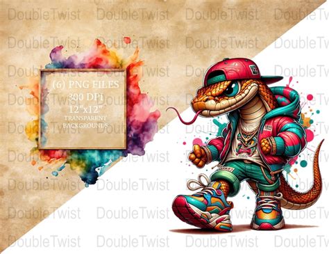 Urban Graffiti Snake Clipart, Colorful Streetwear Reptile Design, Bold ...