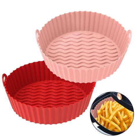 Buy OUTXE 2-Pack Silicone Air Fryer Liner 7.5inch Reusable Air Fryer Silicone Basket Heat ...