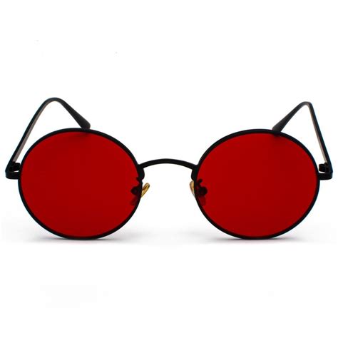 red lenses round metal frame vintage retro glasses s in 2022 | Retro ...