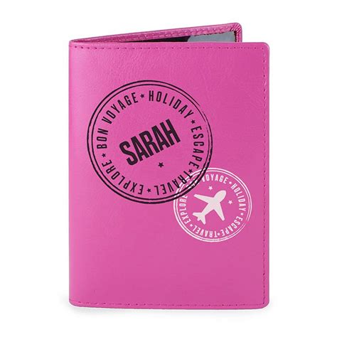 personalised pink stamped passport holder by chalk and cheese | notonthehighstreet.com