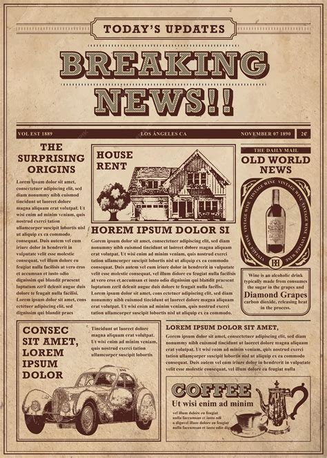 Premium Vector | Vintage newspaper with House Wine Car Pattern