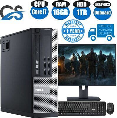 DELL QUAD CORE i7 DESKTOP PC TOWER COMPUTER WINDOWS 10 16GB RAM 1TB HDD UK | eBay