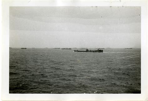 Convoy of American naval vessels at sea in the English Channel, 6 June ...