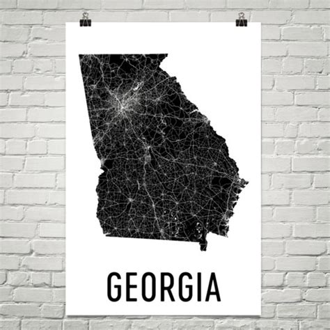 Georgia Map, Georgia Art, Georgia Print, Georgia Wall Art, Georgia Sign ...