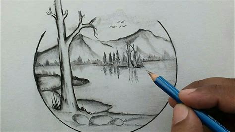 Easy Pencil Drawings Of Nature Step By Step ~ Landscape Drawing Easy ...