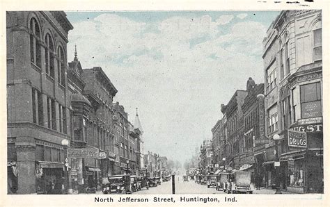 Huntington Indiana North Jefferson Street General View Antique Postcard V11890 - Mary L. Martin ...