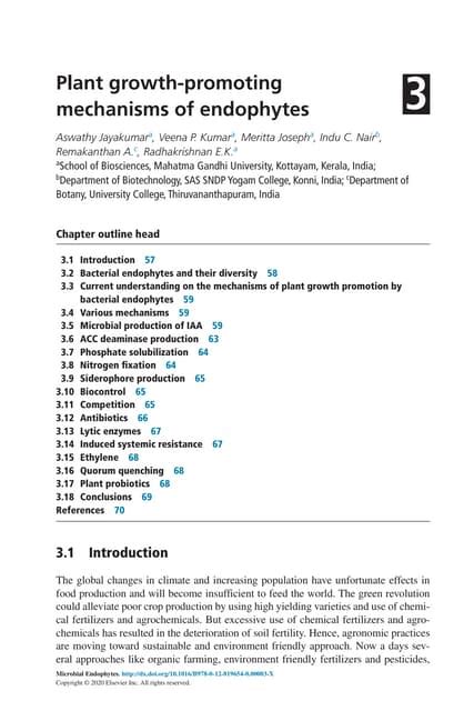 Plant growth-promoting mechanisms of endophytes | PDF