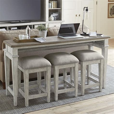 Libby Haven Transitional 4-Piece Console Bar Table Set | Walker's Furniture | Dining 3-Piece Sets